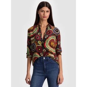 Alice + Olivia Willa Silk Blouse Hands of Time size XS